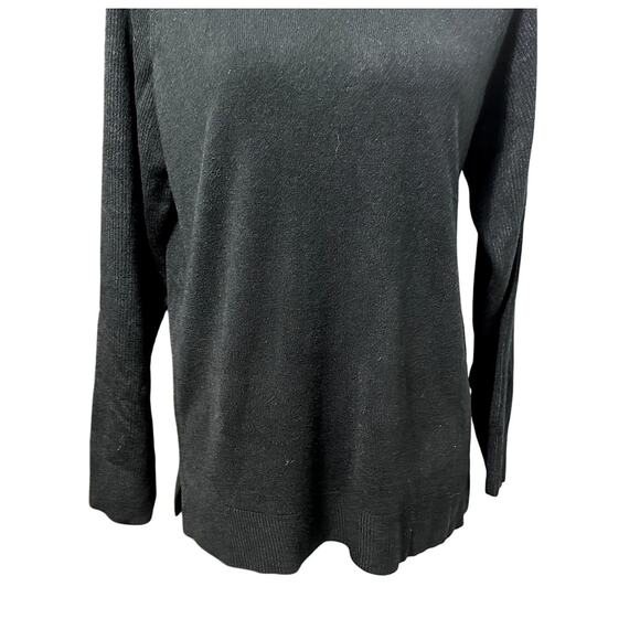Sweet Romeo Pullover Sweater Long Sleeve Jewel Neck Side Slits Black W US S NWT - Picture 4 of 9